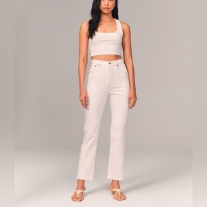 A&F - Ultra high rise ankle straight leg jeans in cream